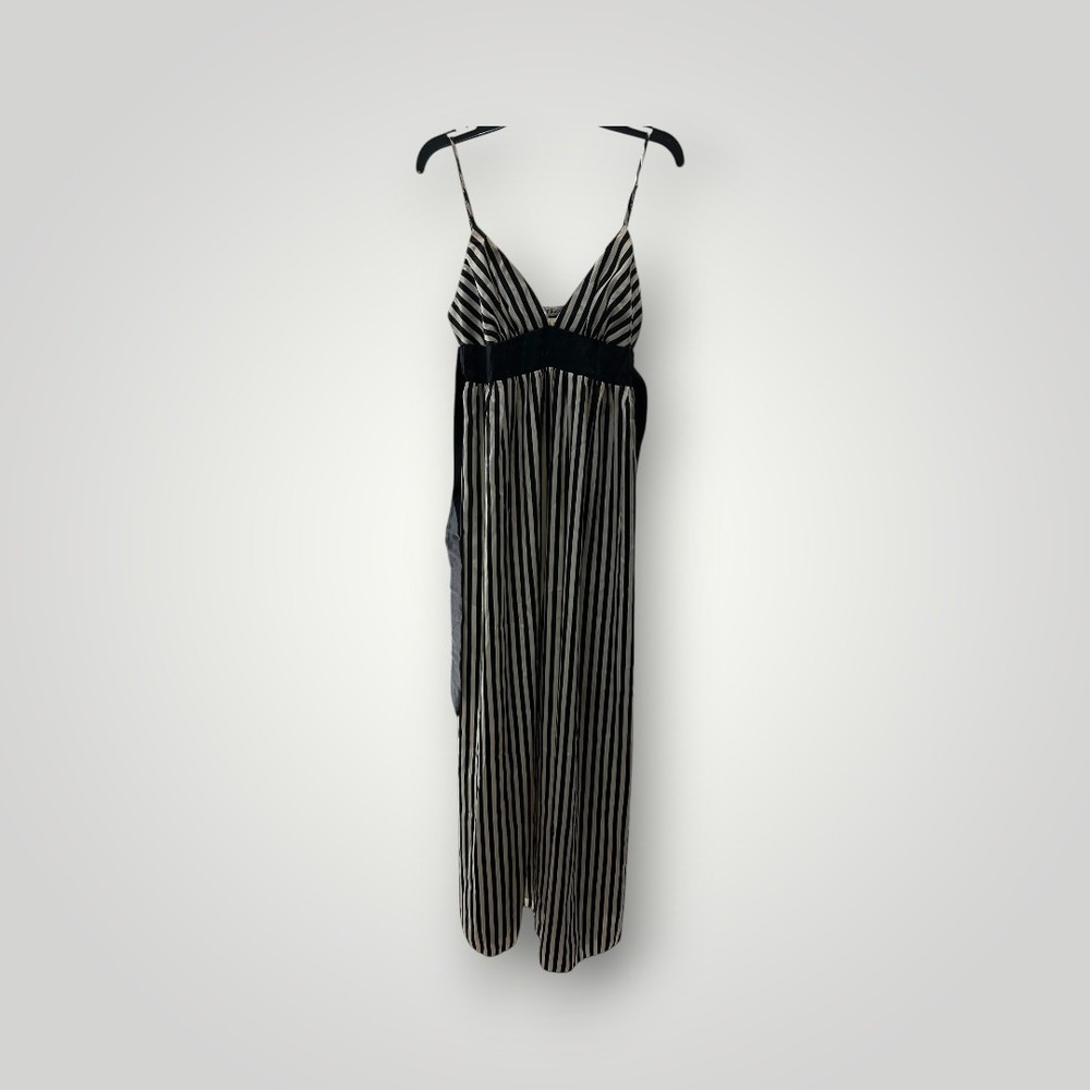 FOREVER 21 Dress Women's Size Small Black White Stripes Sleeveless Tie Back EUC